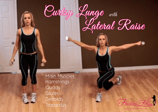 Curtsy lunge to side best sale leg lift